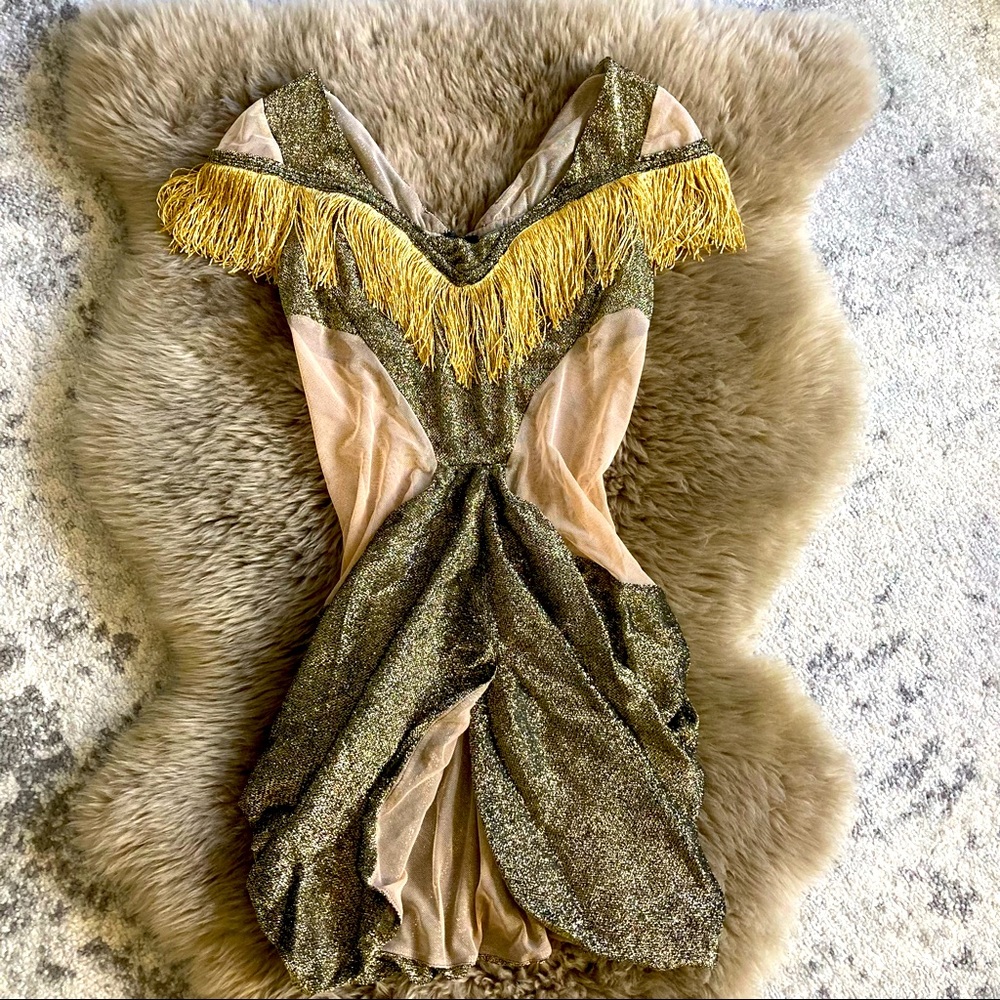 Custom made gold fringe costume dress